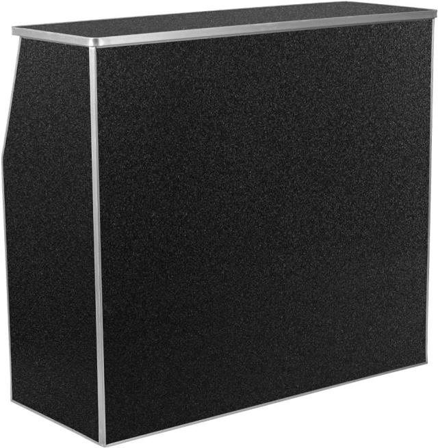 Black marble laminate portable folding bar table, available to rent in Atlanta, Georgia